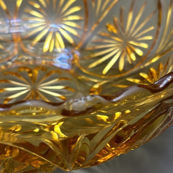 Vintage 1970s Amber Glass Bowl Anchor Hocking Candy Dish Honey Gold MCM Decor - Picture 8 of 8